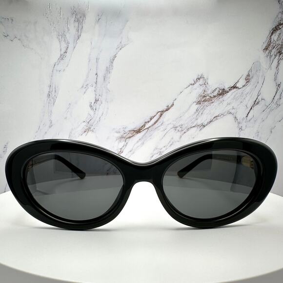 New Dolce & Gabbana Sunglasses Black Oval Cat Eye Gold Metal Logo 54-18 main image 11